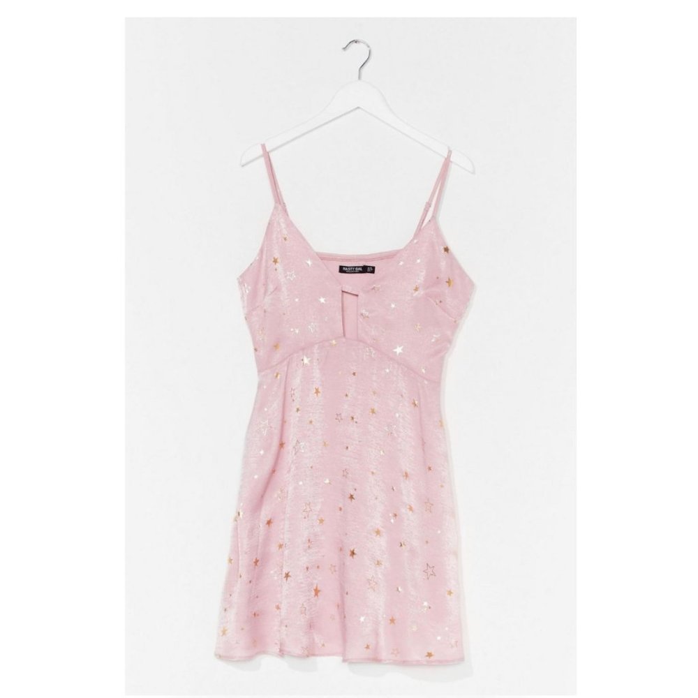 Pink Star Crossed Lovers Satin Mini Dress